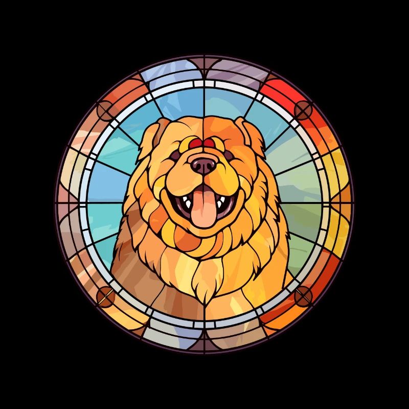 Chow Chow chien race vitrail coloré Waterco