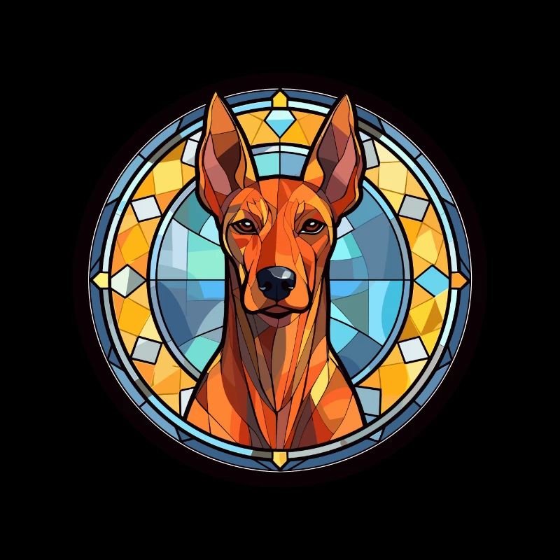 Doberman Pinscher chien race vitrail coloré