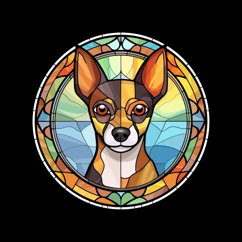 Decker Ratte Terrier Hunderasse Buntglas Colorfu