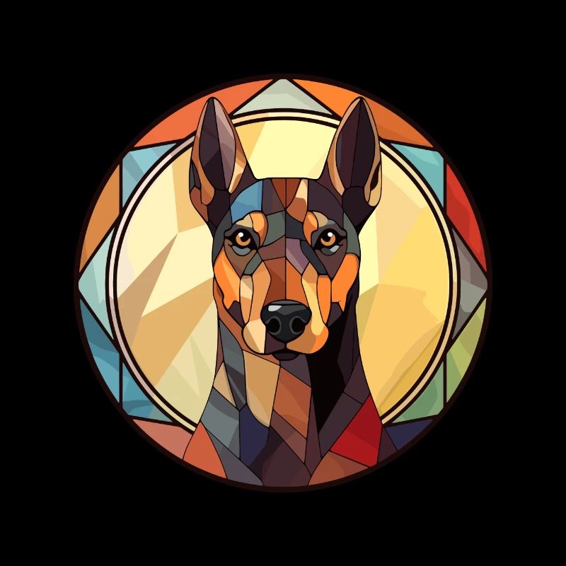 Dobermann Hunderasse Buntes Glas Buntes Wassercol