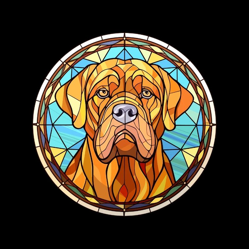 Français Bordeaux Mastiff chien race vitrail Co