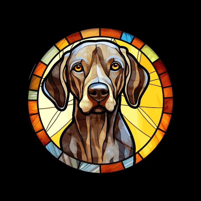 Français Gascogne Pointer chien race vitrail Col