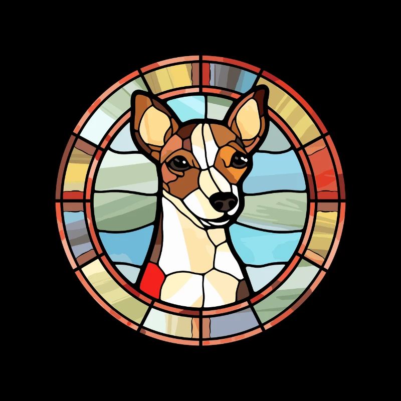 Japanischer Terrier Hunderasse Buntglas Bunt