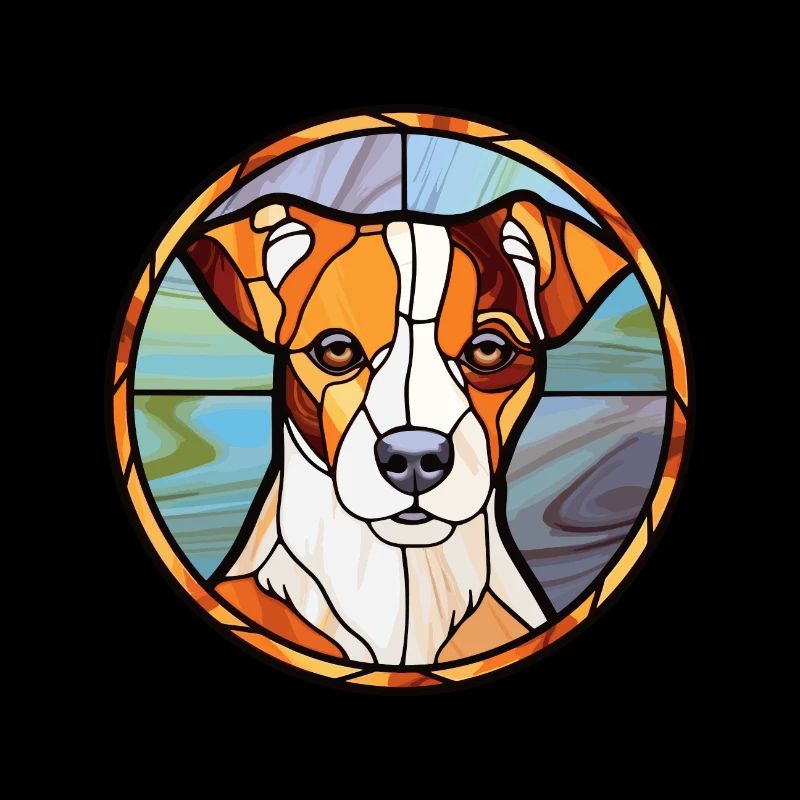 Jack Russell Terrier chien race vitrail couleur