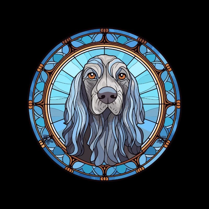 Griffon Bleu de Gascogne Hunderasse Buntglas C