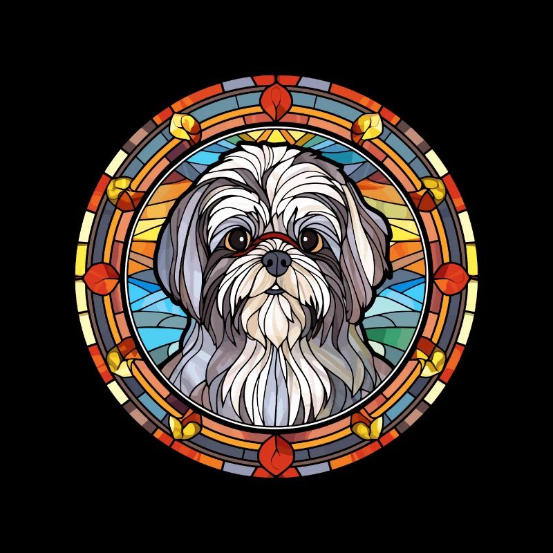 Malteser Shih Tzu Hunderasse Buntglas Bunt