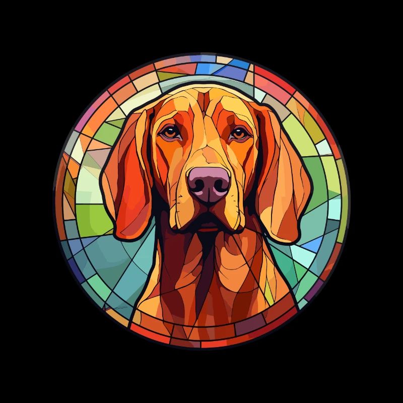 Redbone Coonhound chien race vitrail coloré
