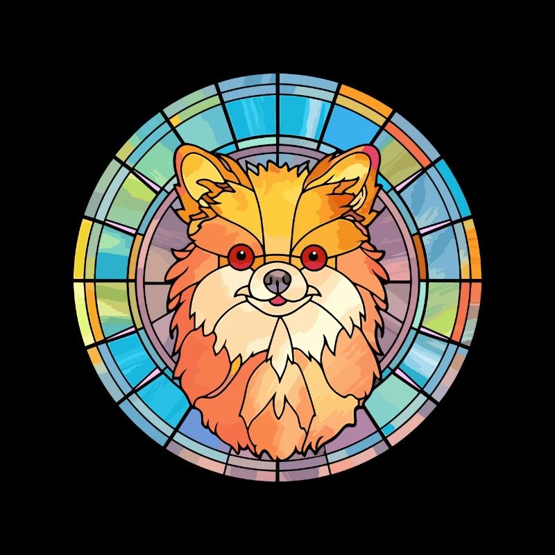 Spitz de Poméranie chien race vitrail coloré