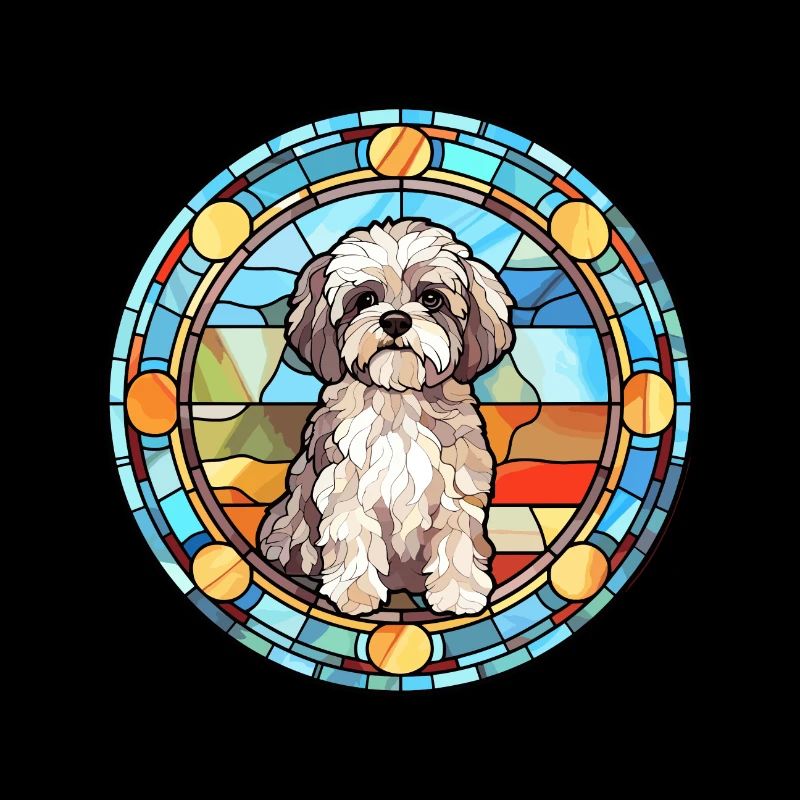 Shih Poo Hunderasse Buntes Glas Buntes Wassercol