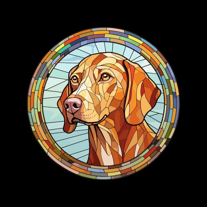 Vizsla chien race vitrail aquarelle colorée