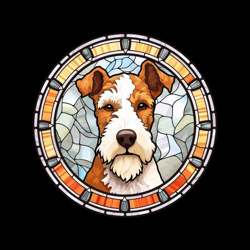 Draht Foxterrier Hunderasse Buntglas Bunt