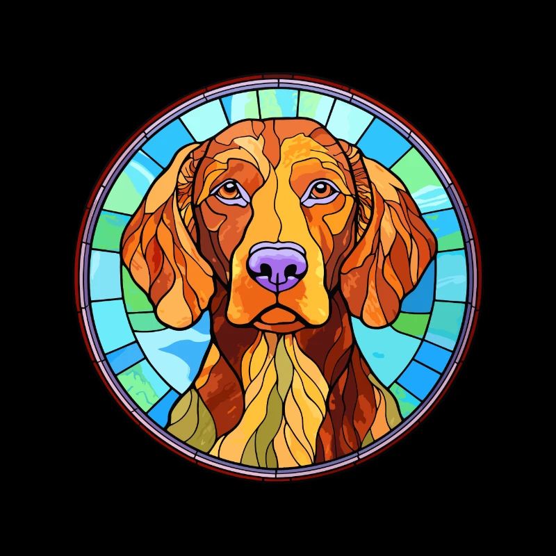 Vizsla chien à poil dur race vitrail coloré