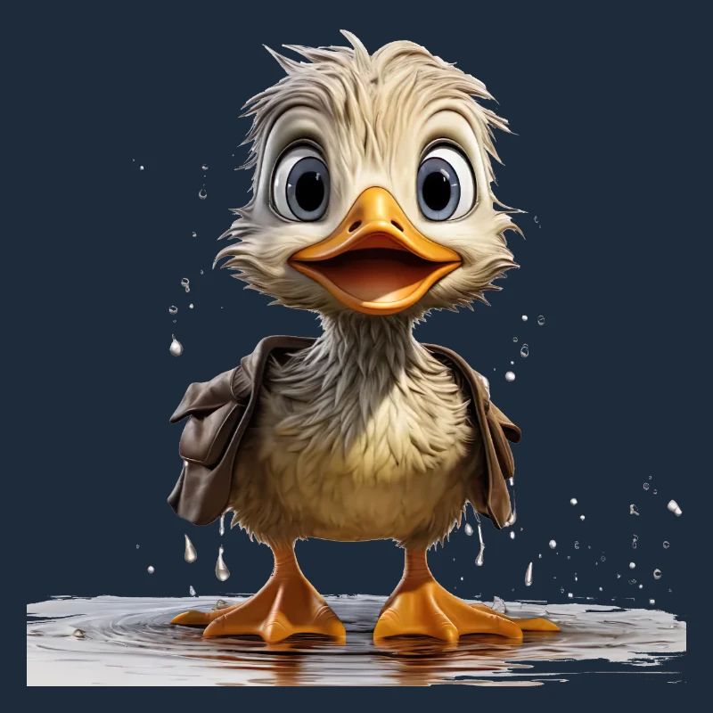 Funny duck soaking wet