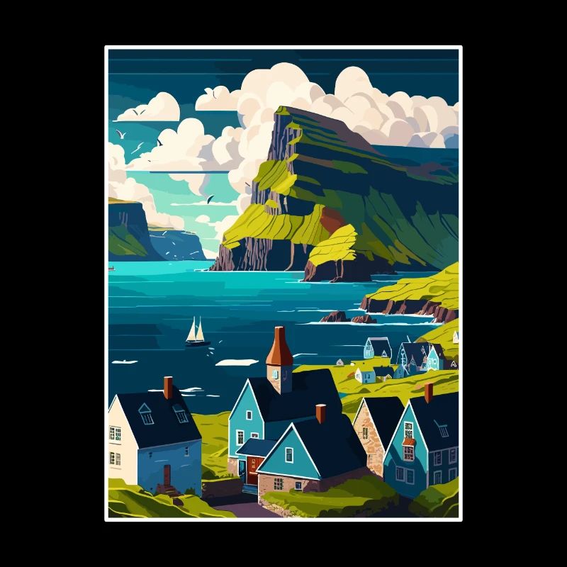 Île Féroé Danemark Les îles Affiche de voyage