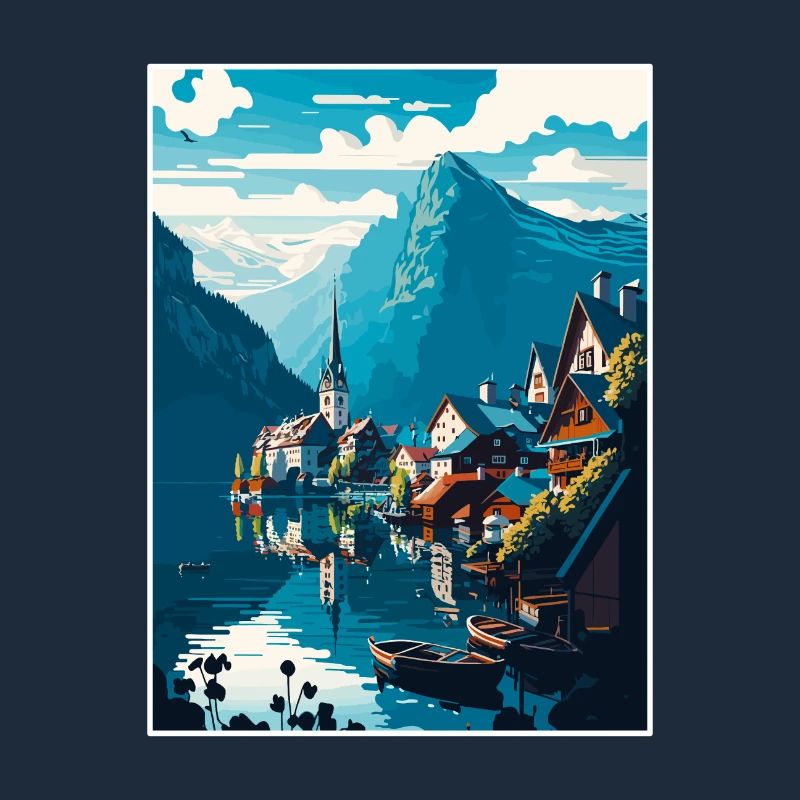 Hallstatt Lake Austria Alpine Mountain Scenery