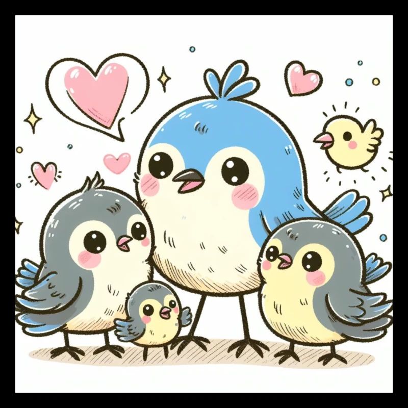 Süße Vogelfamilie
