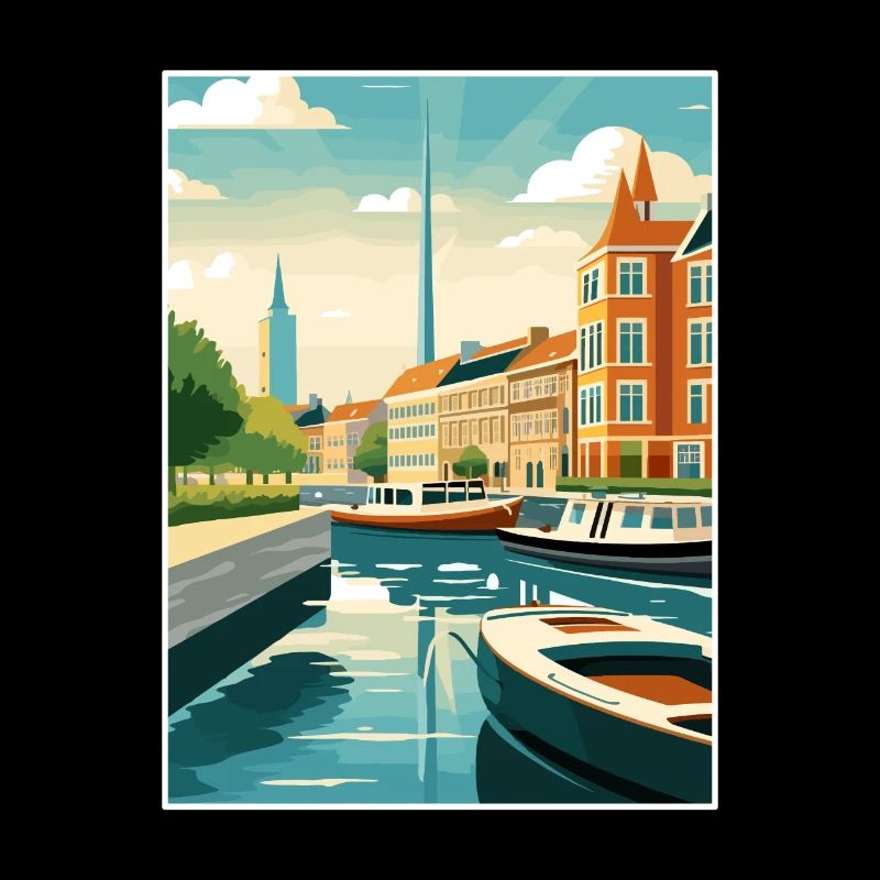 Copenhague Danemark Vintage voyage affiche Souvenir