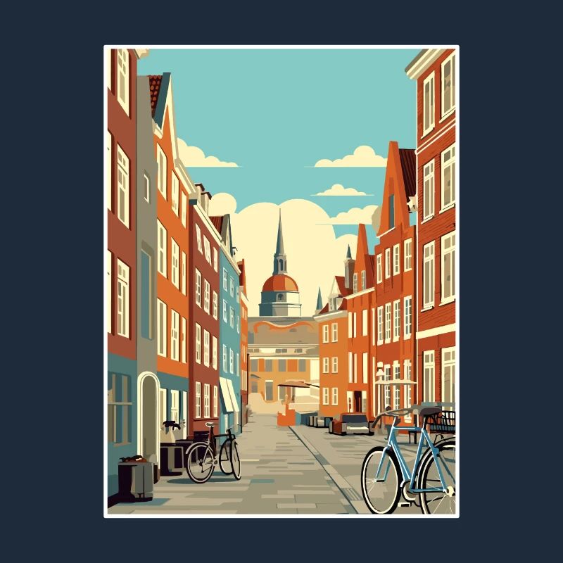 Copenhague Danemark Vintage voyage affiche Souvenir