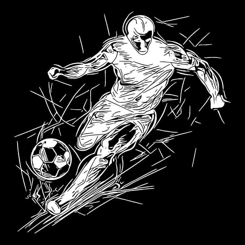 Running soccer striker with ball