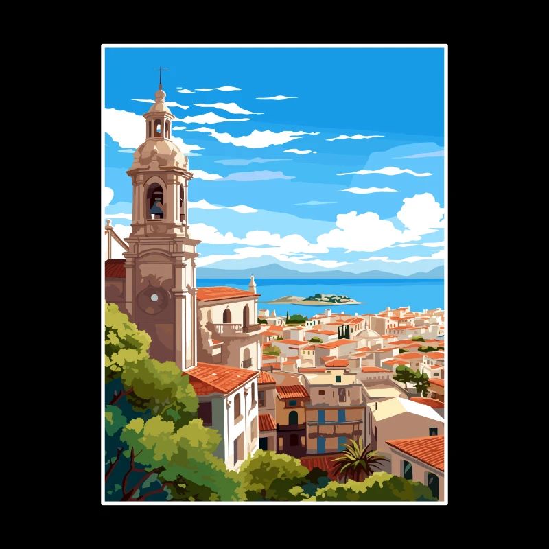 Málaga Spanien Vintage Reiseposter WPA Souvenir