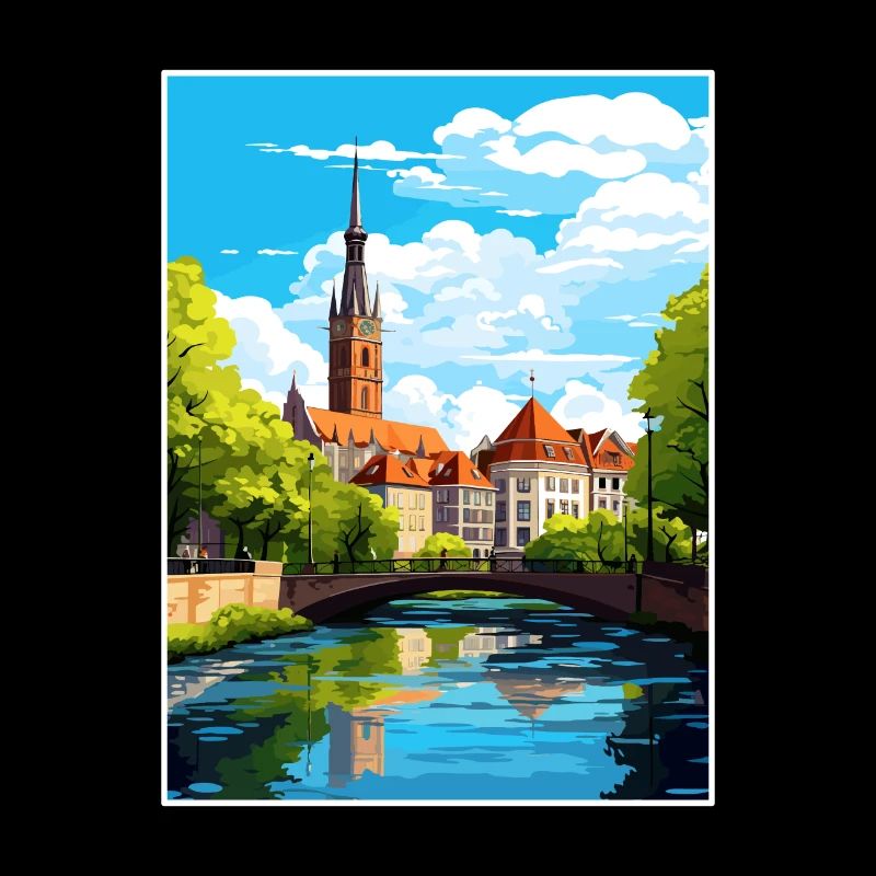 Stuttgart Deutschland Vintage Reiseposter Souvenir