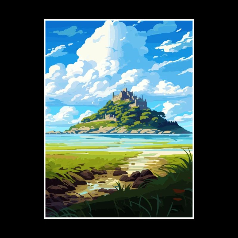 St Michaels Mount Cornwall Affiche de voyage Vintage