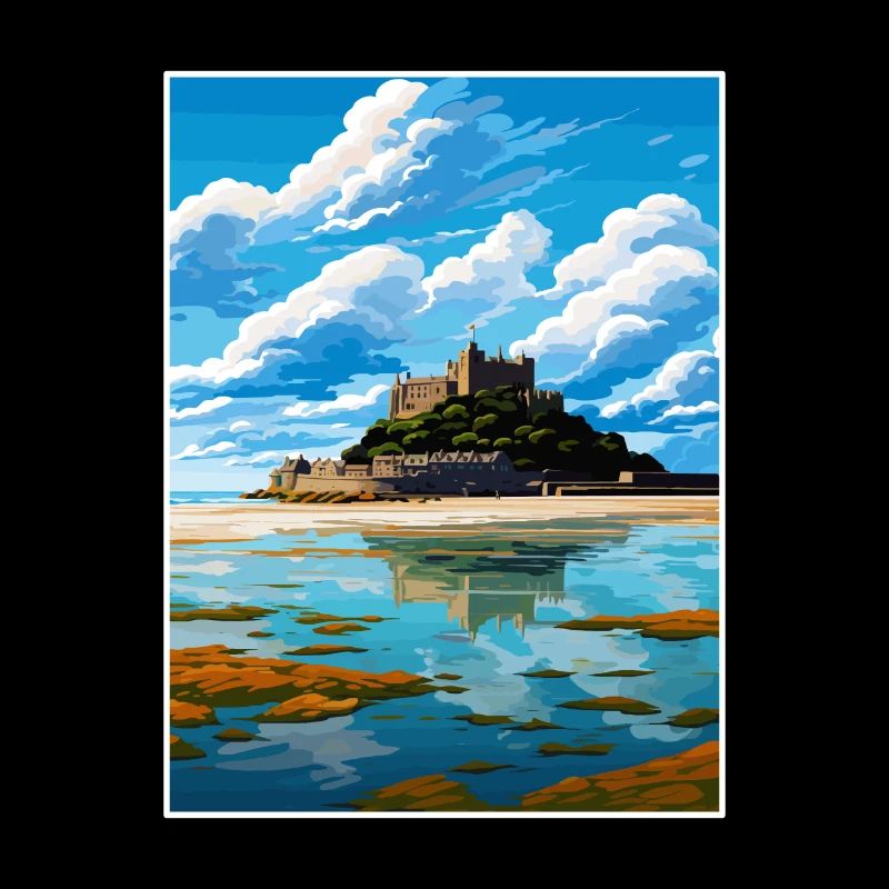 St Michaels Mount Cornwall Affiche de voyage Vintage