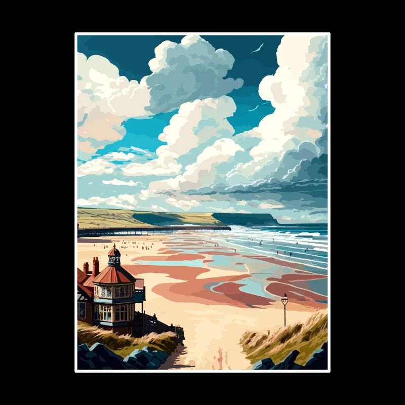 Saltburn au bord de la mer Angleterre Vintage voyage affiche