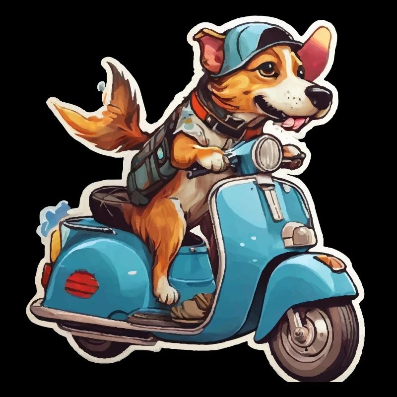 Hund auf einem Roller