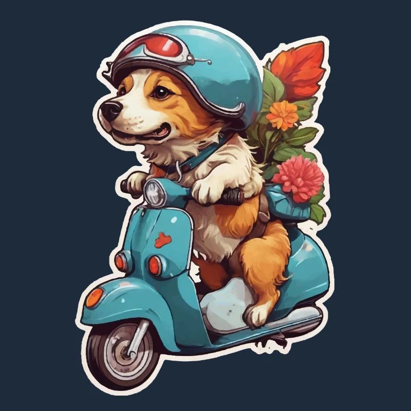 Dog on a scooter