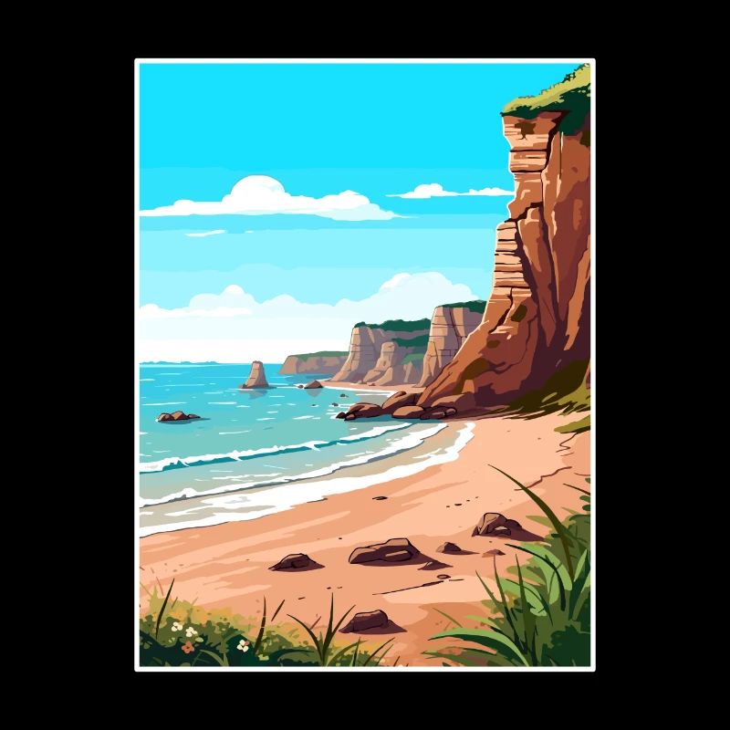 Torquay Cliffs Angleterre Vintage voyage affiche WPA
