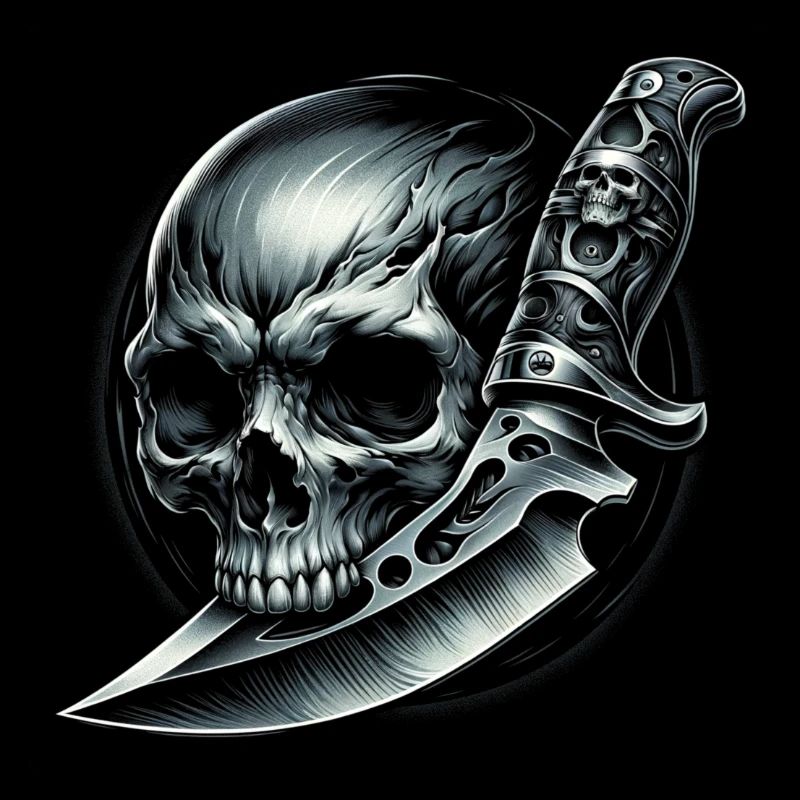 Défenseur éternel : Crâne avec couteau gravé