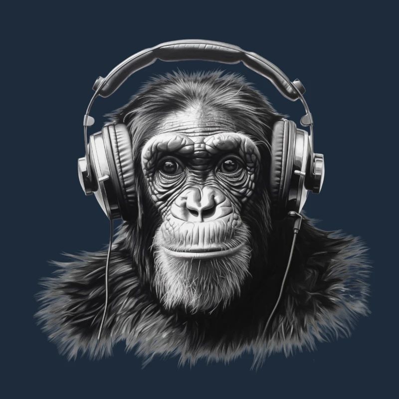 Chimpanzé avec écouteurs
