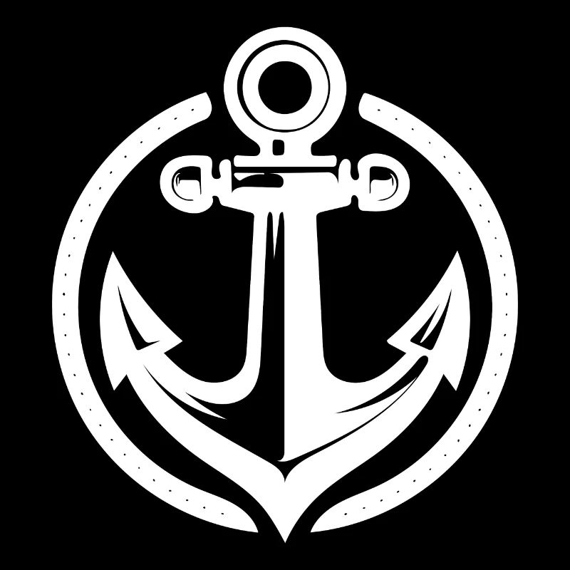 Vintage Old Wet Anchor in Circle Logo