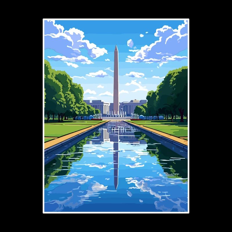 Washington Memorial Dc États-Unis Affiche de voyage