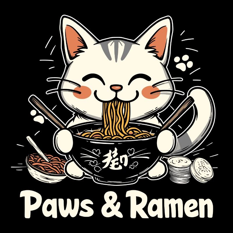 Drôles de pattes de chat et Ramen Kawai