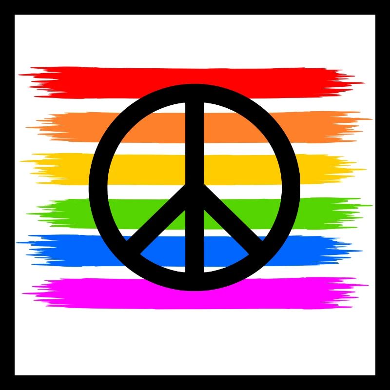 Peace sign on LGBT rainbow banner