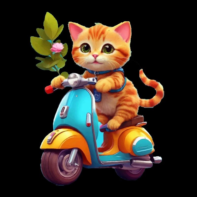 Cat Rides Scooter