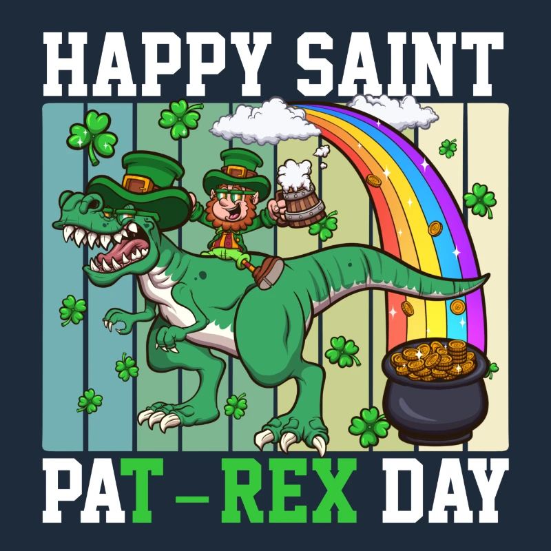 Joyeux lutin de la Saint-Pat-Rex avec T-Rex