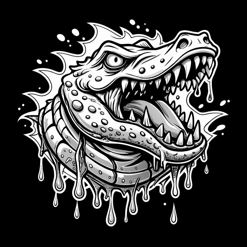 crocodile black and wihte