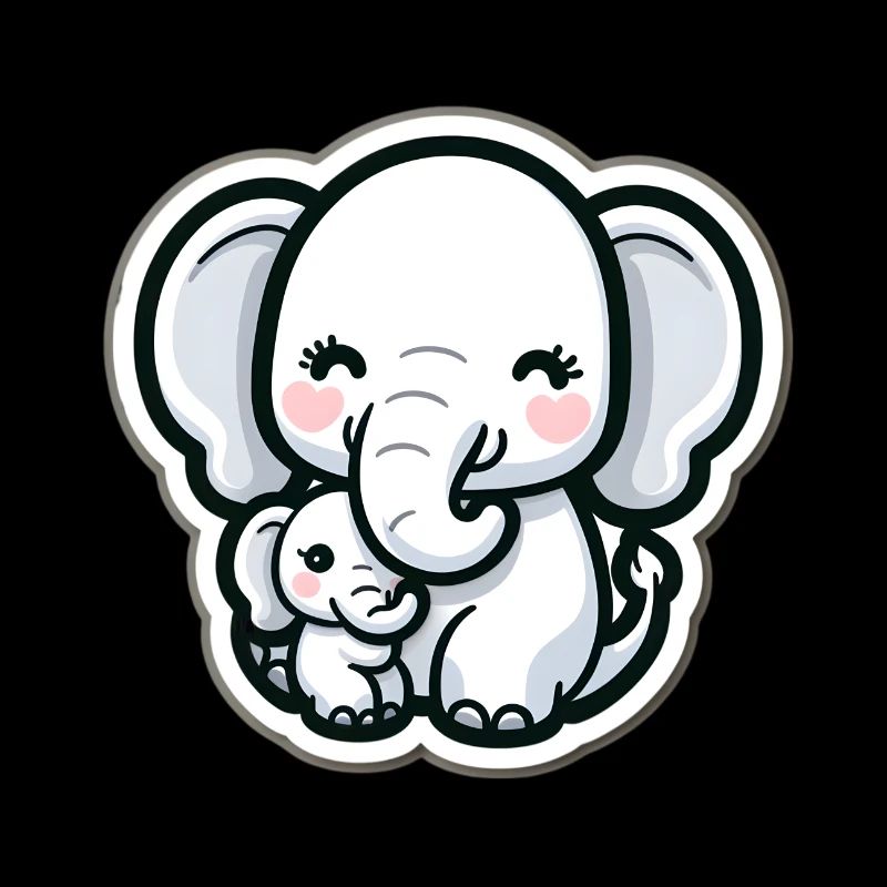 Mignon bébé éléphant avec maman éléphant ballon coeur