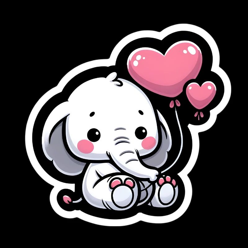 Mignon bébé éléphant avec maman éléphant ballon coeur