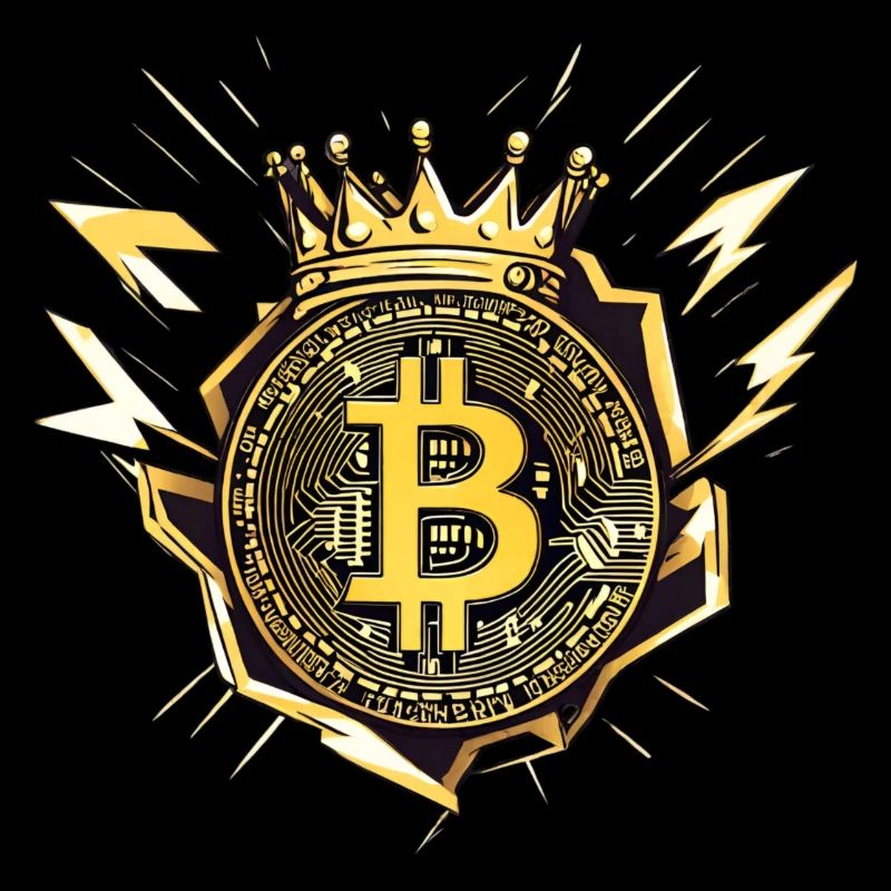 King Bitcoin with lightning bolts