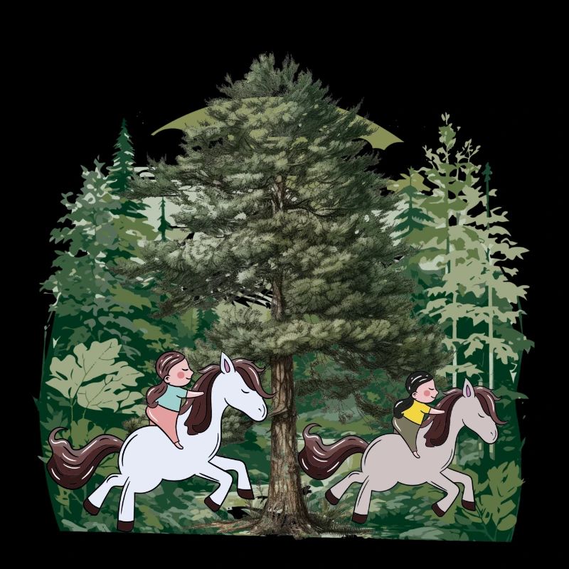 Mädchen Pony reiten Pferde Wald Natur Freizeit