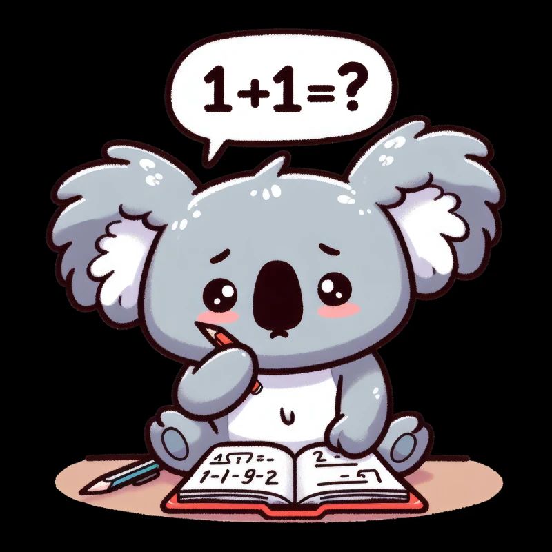 Cute koala bear who likes to do math homework