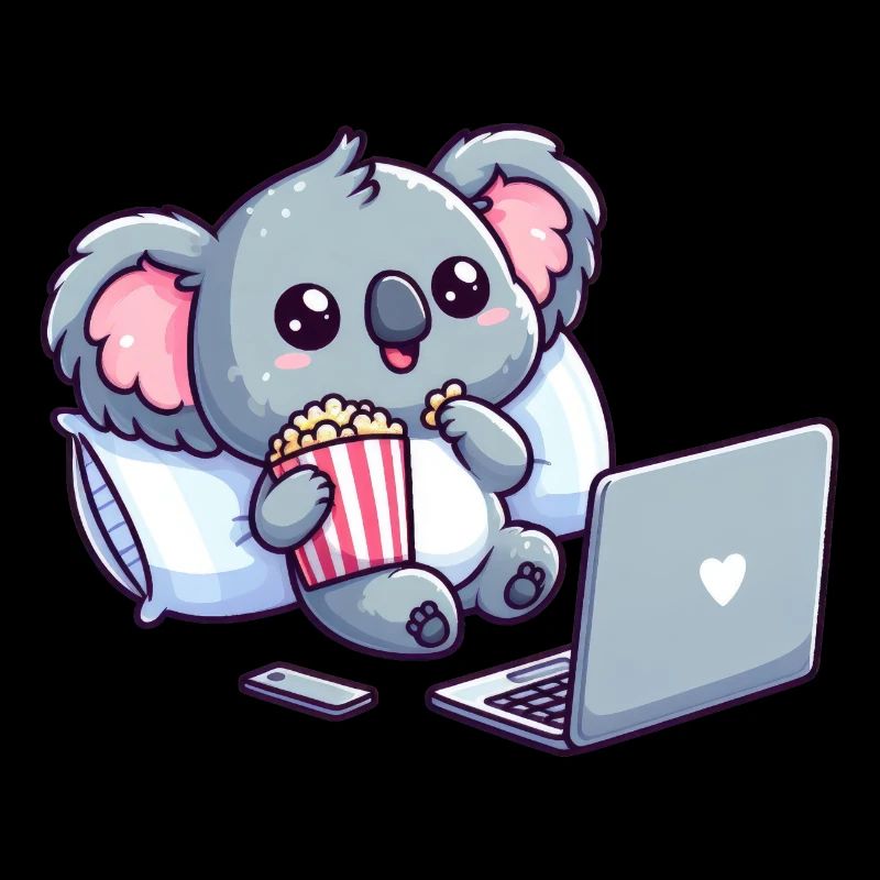 Cute koala bear watching a series.