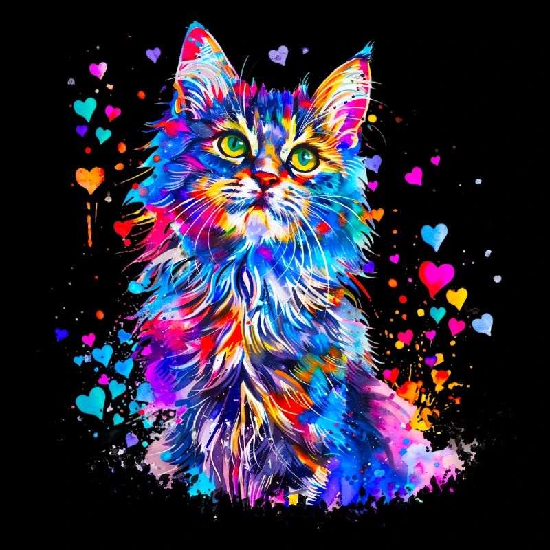 Chat mignon avec des coeur