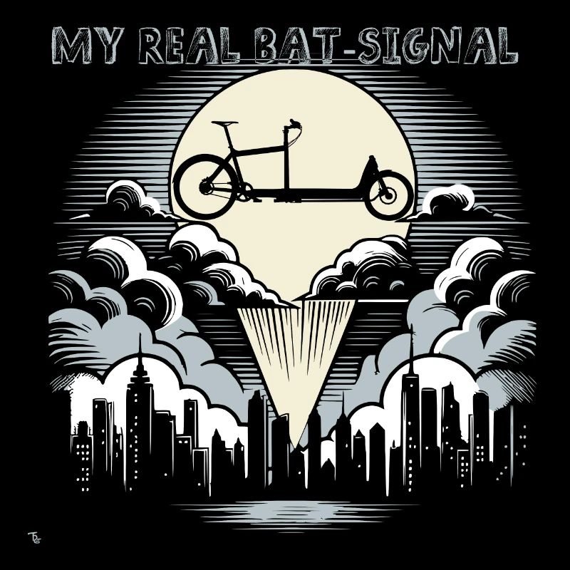 Vélo cargo dans le style Bat-Signal, vélo cargo