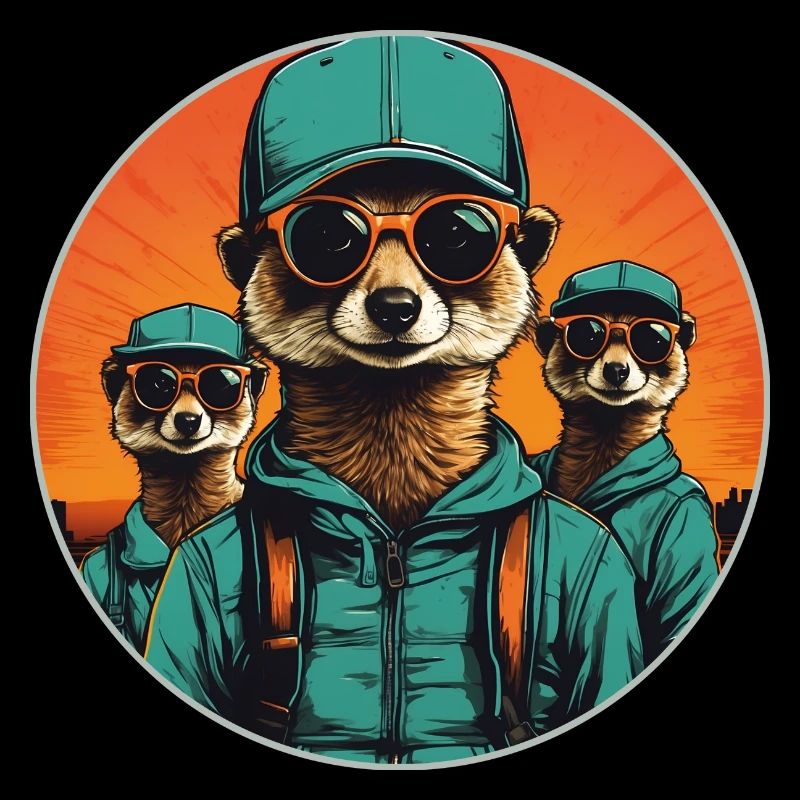 Drei coole Erdmännchen mit Sonnenbrille