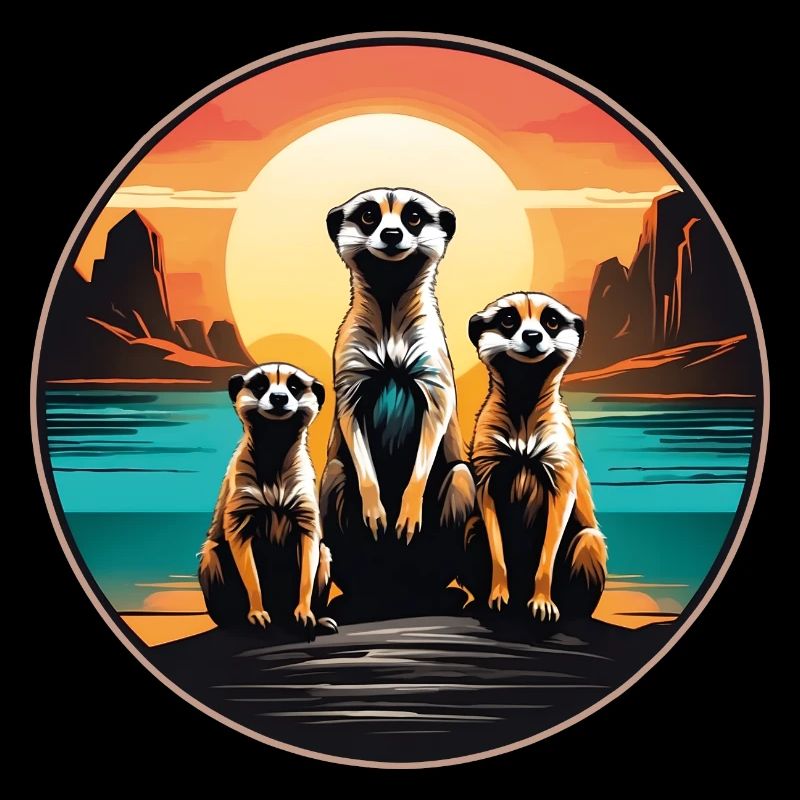 Three cool meerkats sitting on a hill